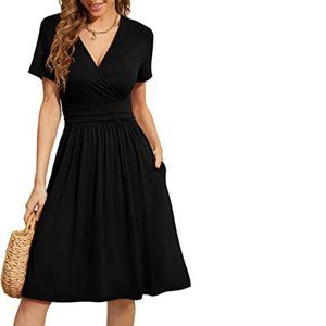 NWT WEACZZY Women's Summer Short Sleeve Casual Dress Black Large 8/10